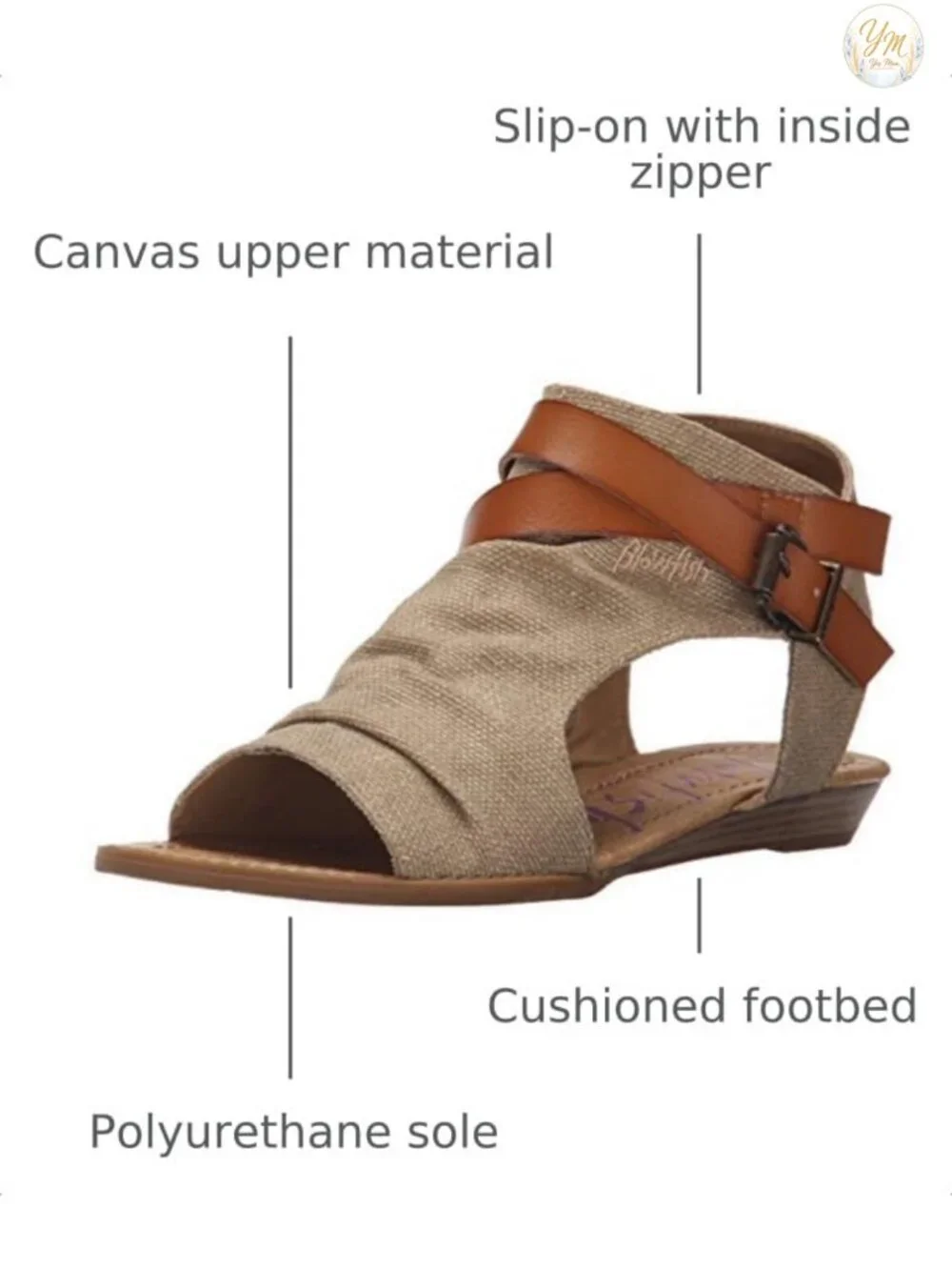 Canvas Cushioned Wedge Sandals Slip-on Comfort